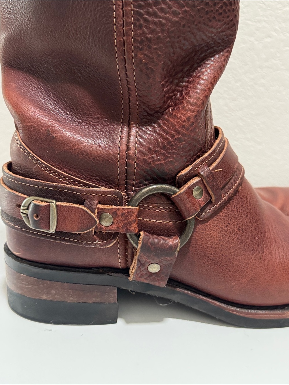 Frye Women’s Vintage Brown Leather Harness Boots - Picture 6 of 7